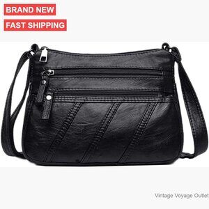 Waterproof PU Leather Crossbody Messenger Bag with Adjustable Strap